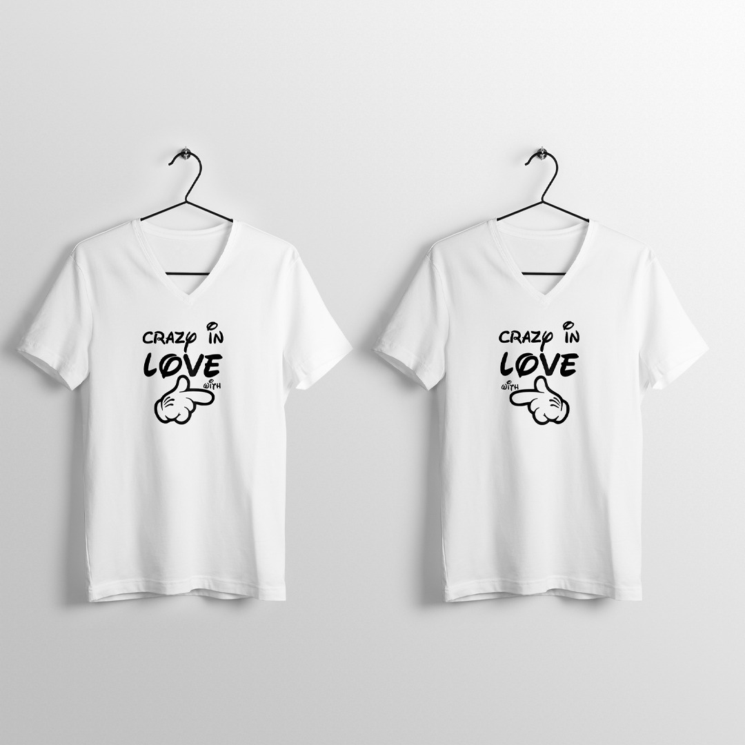 Crazy In Love Matching Couple V-Neck T-shirts