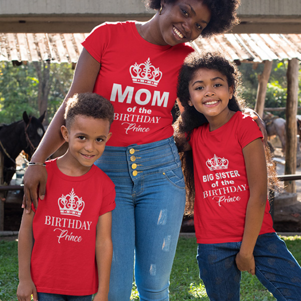 Queen, Prince & Princess, Matching Family Birthday T-shirts