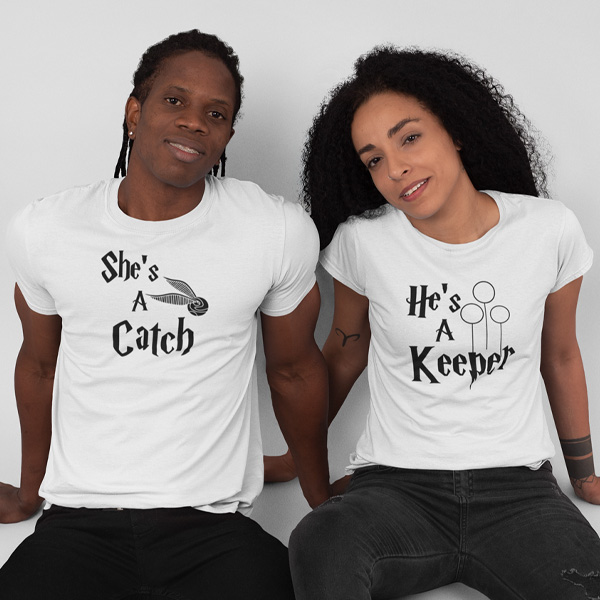 She's A Catch - He's A Keeper Couples T-shirts