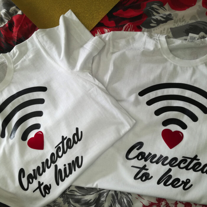 Connected to Him/ Connected to Her Couple T-Shirts - Image 5