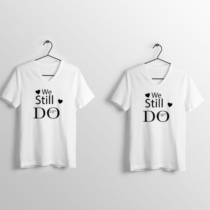 We Still Do Shirt, Wedding Anniversary T-shirts, Personalized Tee, Wife And Husband Shirts, Matching Outfits  V-neck T-Shirts