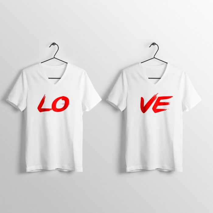 Love Combo, Matching Couple V-neck T-Shirts